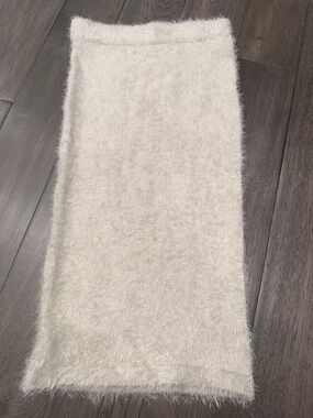 Solemio Cozy Cream Fuzzy Knit pencil skirt